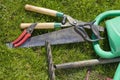 Used Ã¢â¬â¹Ã¢â¬â¹old garden tools background Royalty Free Stock Photo